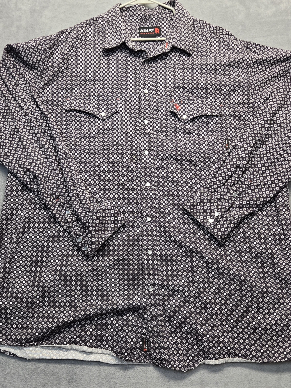 Ariat FR Mens Pearl Snap Work Shirt Size 3XL-Tall Long Sleeve Western FR